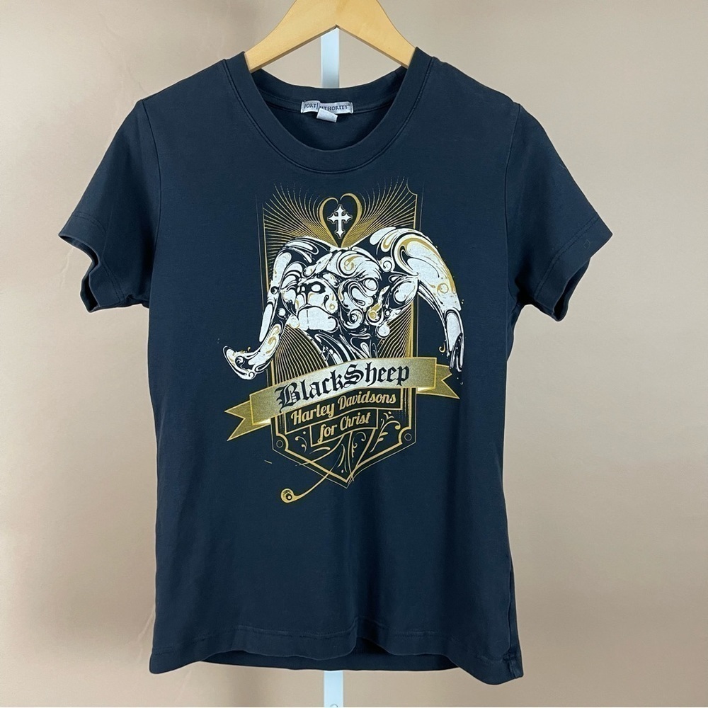 Port Authority Medium Black Sheep Harley Davidson For Christ Graphic Tee